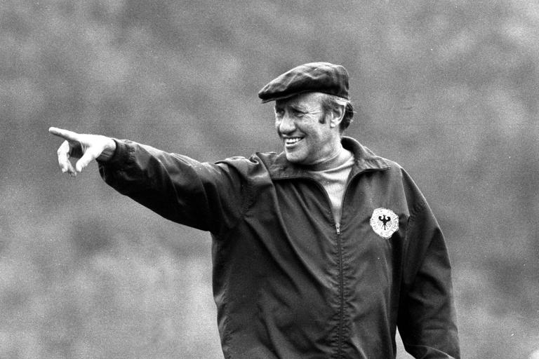 West Germany coach Helmut Schon issues instructions
